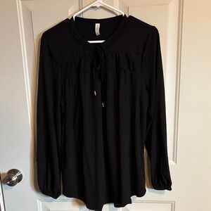 Gentle Fawn Black Blouse with Tie Detail